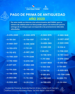 IFARHU anuncia pago de prima de antigüedad a excolaboradores de 2023